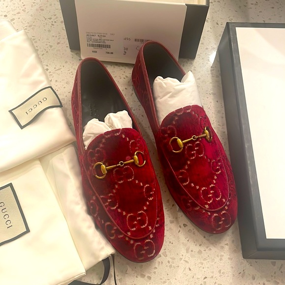 Gucci GG velvet loafers size 38 with box and shoe bags - Picture 1 of 11